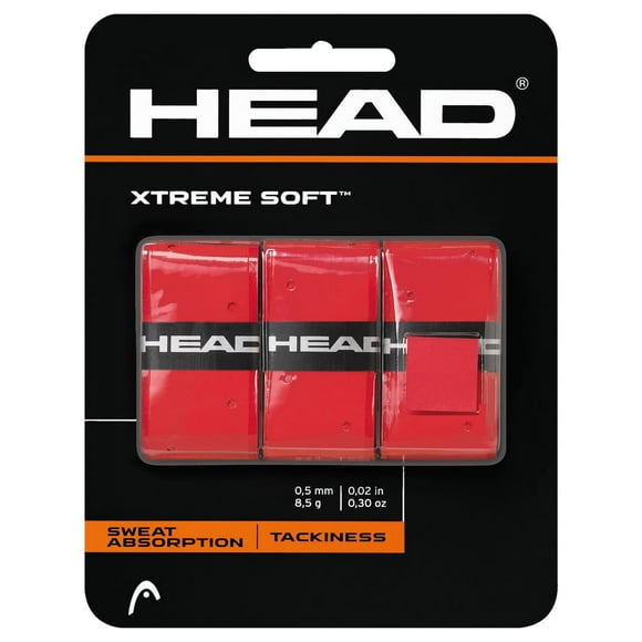 Head Xtreme Soft Racquet Overgrip Cinta de agarre para raqueta de tenis, paquete de 3, rojo, blanco, EE. UU.