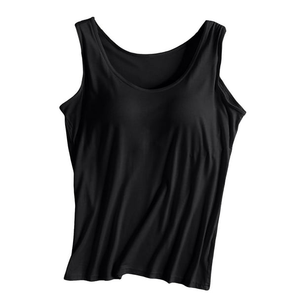Camiseta sin mangas con tirantes y relleno en el pecho, sin aros, para yoga y deporte - Poliéster, diseño acanalado, adecuada para ocasiones deportivas informales.