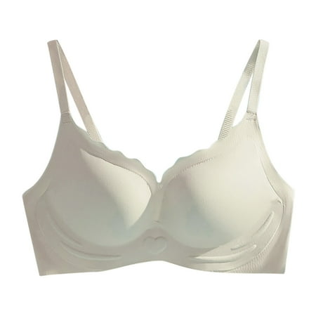 

Womens Underwear Front Buckle Embroidered Underwear Gathered Thin Cotton Cup Bra Without Steel Ring Bra