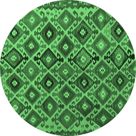 Ahgly Company Indoor Round Persian Emerald Green Traditional Area Rugs, 4' Round