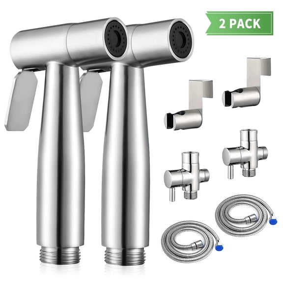 PHANCIR 2 Pack Handheld Bidet Sprayer for Toilet, Brushed Nickel Bidet Attachment for Feminine Wash