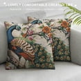 thumbnail image 3 of BCIIG Peacock Flowers Art Nouveau Graphic Decorative Cushion Throw Pillow Cover Short Plush High-Quality Home Furnishing 18x18in, 3 of 5