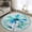 Teal, variant on 3ft Round Rug, Orange Floral Non-Skid Rubber Backing Large Area Rugs - Living Room Bedroom Home Office, Oil Painting Modern Abstract Art Flowers Indoor Floor Mat Carpets Washable Rug