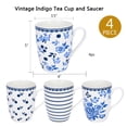 thumbnail image 2 of Porcelain Awakening Mug Vintage Indigo Mugs Set of 4, 12.2 fl oz (360 ml) Tea Mug Coffe Mug for Parties Kitchen Teacup, 2 of 9