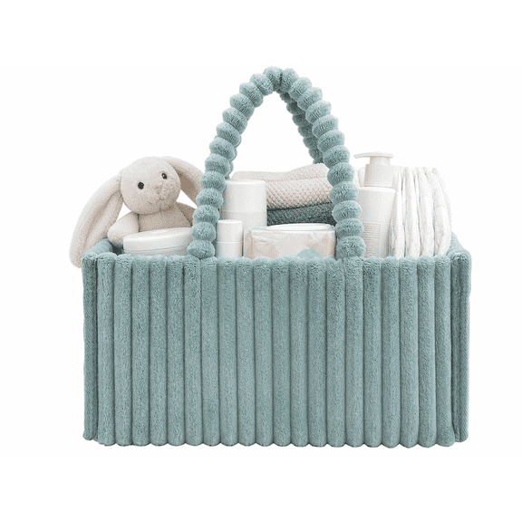 AWLYLNLL Baby Diaper Caddy Organizer Nursery Basket Set Baby Basket Gift Registry Baby Shower List Baby Must Haves Essentials Neutral Baby Stuff For Newborn - Green Flannel