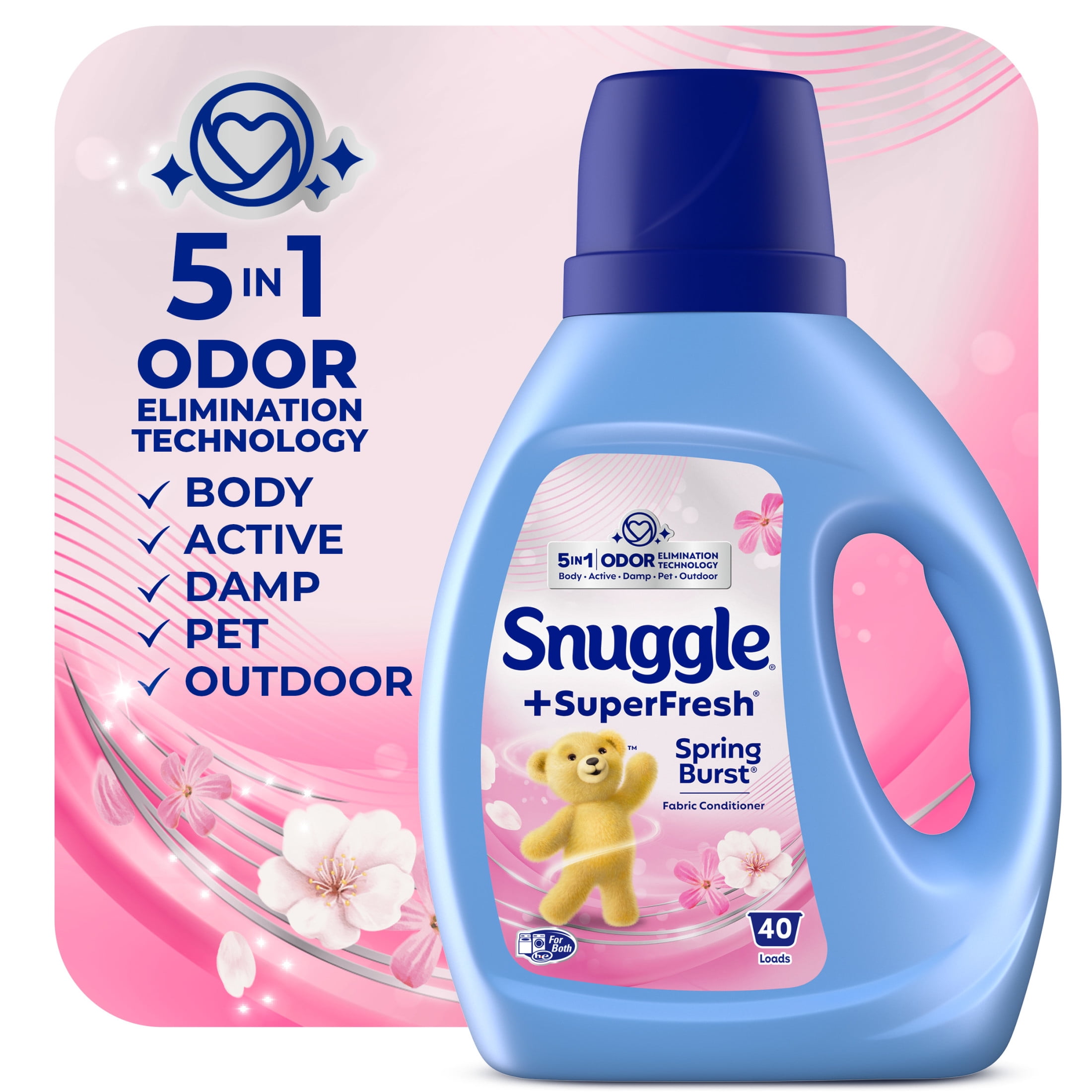 (6 pack) Snuggle SuperFresh Liquid Fabric Softener, Odor Eliminating, Spring Burst, 40 Loads