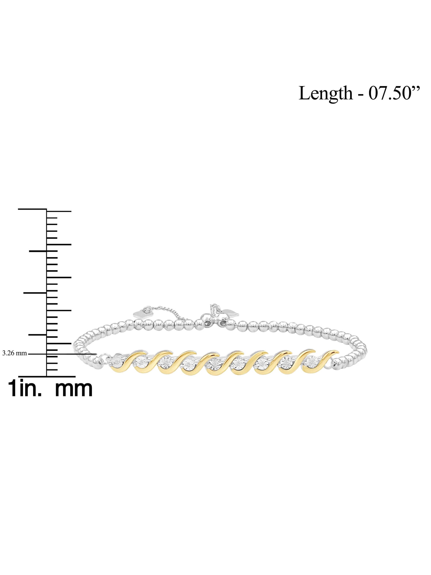 White Diamond Accent Two Tone Sterling Silver Bracelet