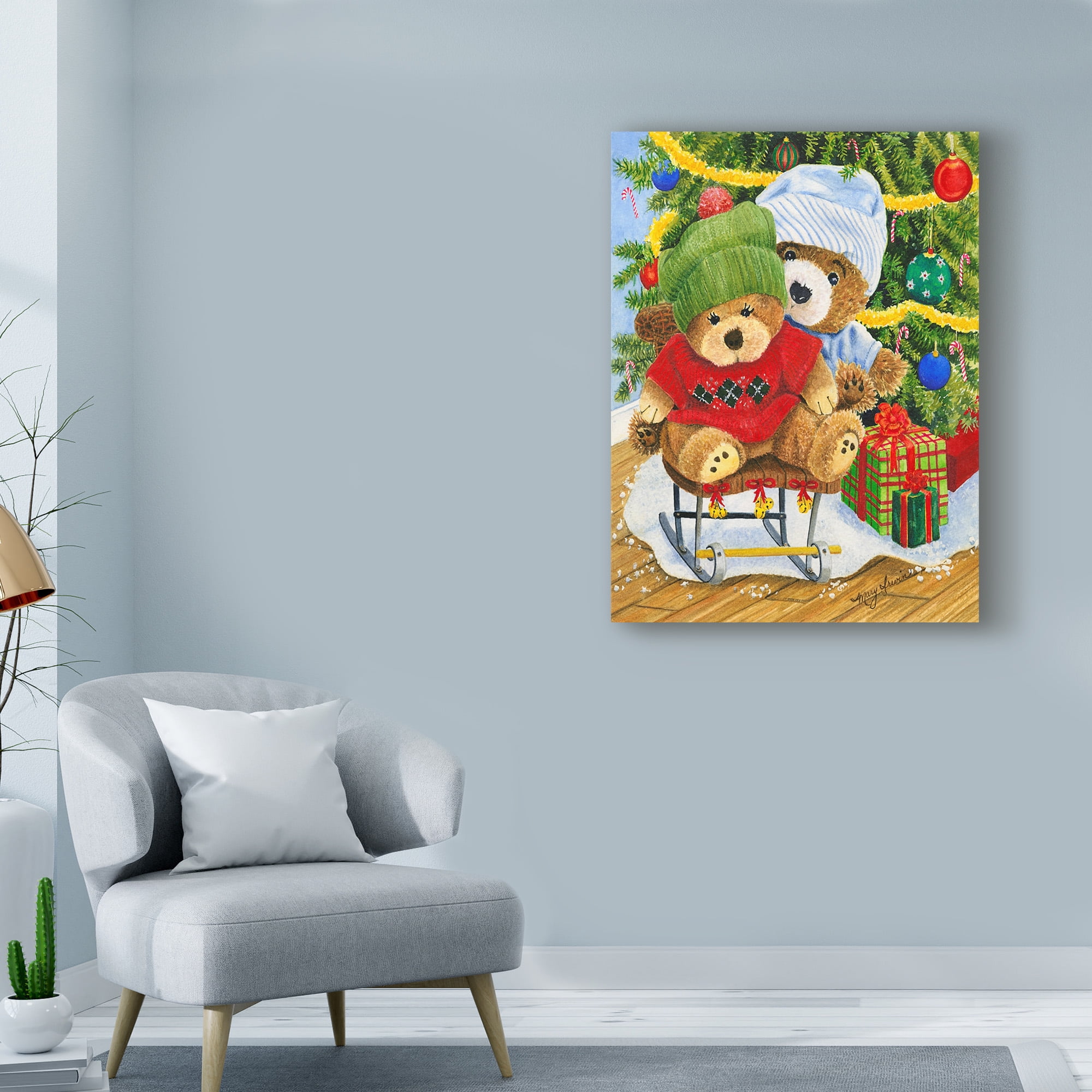 Trademark Fine Art 'Teddy Bear Christmas' Canvas Art by Mary Irwin