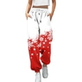 thumbnail image 1 of Gibobby pantalones holgados mujer Pantalones de moda para mujer, mallas con estampado navideño, pantalones deportivos de tamaño para mujer (Rojo, S), 1 of 4
