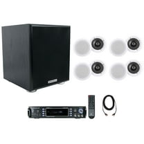 Rockville Home Stereo Receiver Amplifier 8) 6.5" Ceiling Speakers 6.5" Subwoofer