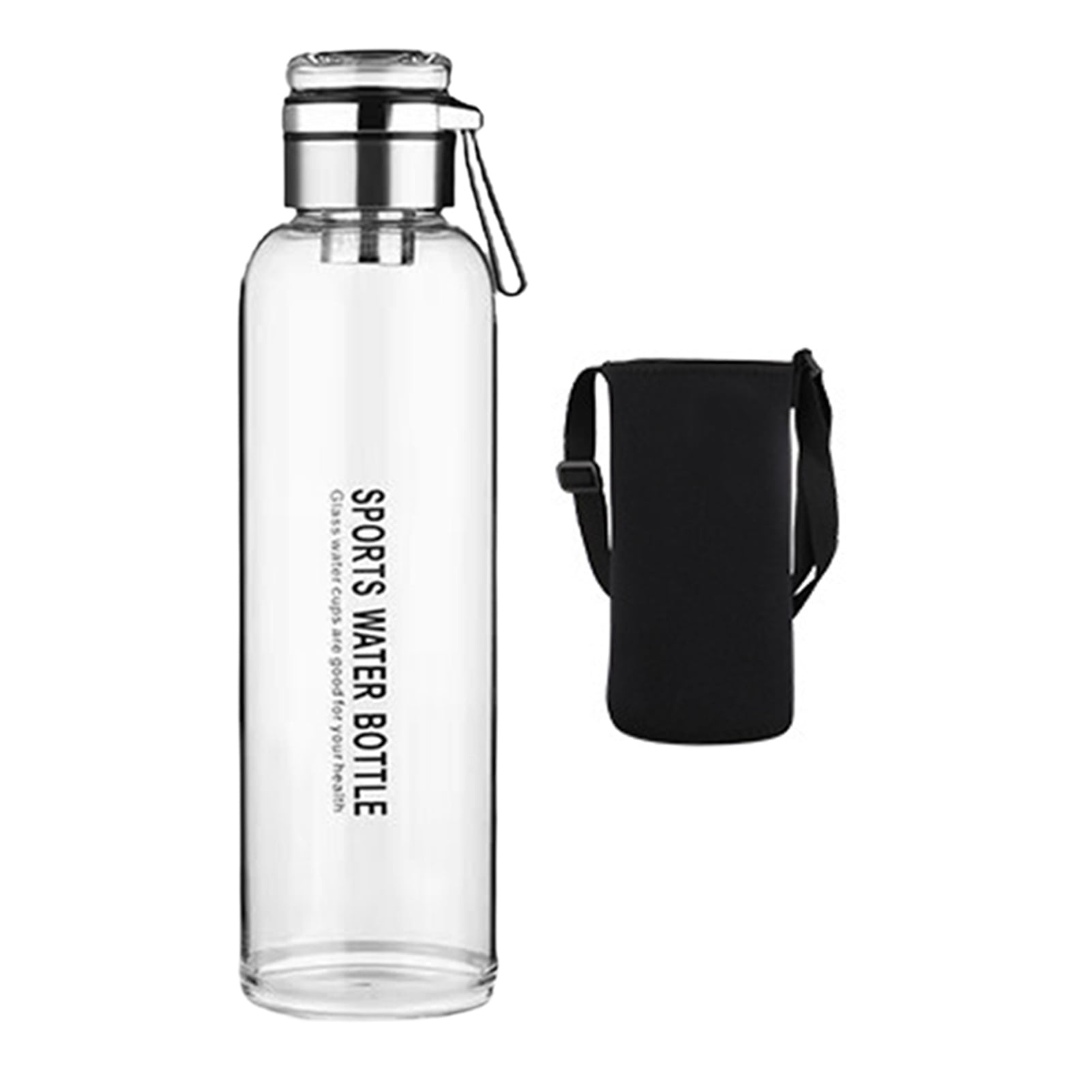 OIUR Glass Water Bottle Transparent Leakproof Drinkware Tea Juice Cup Outdoor Water Bottle Portable with Sealing Ring And Heat-Insulated Cover