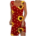 thumbnail image 1 of Penkiiy Robes d'Été pour Femmes 2024 Décontractées Ajustées Amples Couleur Unie Col Rond Tempérament Élégantes Robes Dos Nu 2TG Rouge, 1 of 5