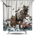 thumbnail image 6 of Funny Dinosaur Kids Shower Curtain Set, Cute Cat Riding Ferocious Dino Shower Curtain for Boys, Bathroom Accessories Home Decor Waterproof Durable Fabric with 12 Hooks 72 x 72 Inches, 6 of 6