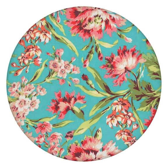 Tablecloth Botanical Vintage Floral Print Waterproof Elastic Round Cover with Back for Kitchen, Dining, and Picnic Use