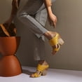 thumbnail image 5 of SACFOF Women's Fashion Chunky Wedge High Heels Sandals Open Toe Slip On Pumps Dressy Slide Heeled Sandal, 5 of 6