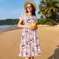 thumbnail image 4 of Fotbe Panda Flying in the Sky (2) Pattern Dress Casual Womens Fashion Short Sleeve Maxi Dress T Shirt Dress Striped Long Color Block Maxi Dress, 4 of 6