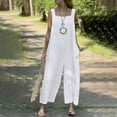 thumbnail image 2 of NMMUED Linen Jumpsuits for Women Sleeveless Jumpsuits for Women Travel Jumpsuits for Women One Piece Jumpsuits for Women Flowy Jumpsuits for Women, White S, 2 of 9