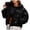 Black, variant on Women Winter Shiny Stand Up Collar Down Coat Long Sleeve Zipper Pocket Overcoat Plus Size Warm Jacket Outwear