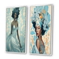 thumbnail image 3 of Designart "Retro Glam Beauty Gorgeous African American VII" African American Woman Framed Wall Art Set Of 2 - Glam Blue Gallery Wall Frame Set For Home Decor, 3 of 6
