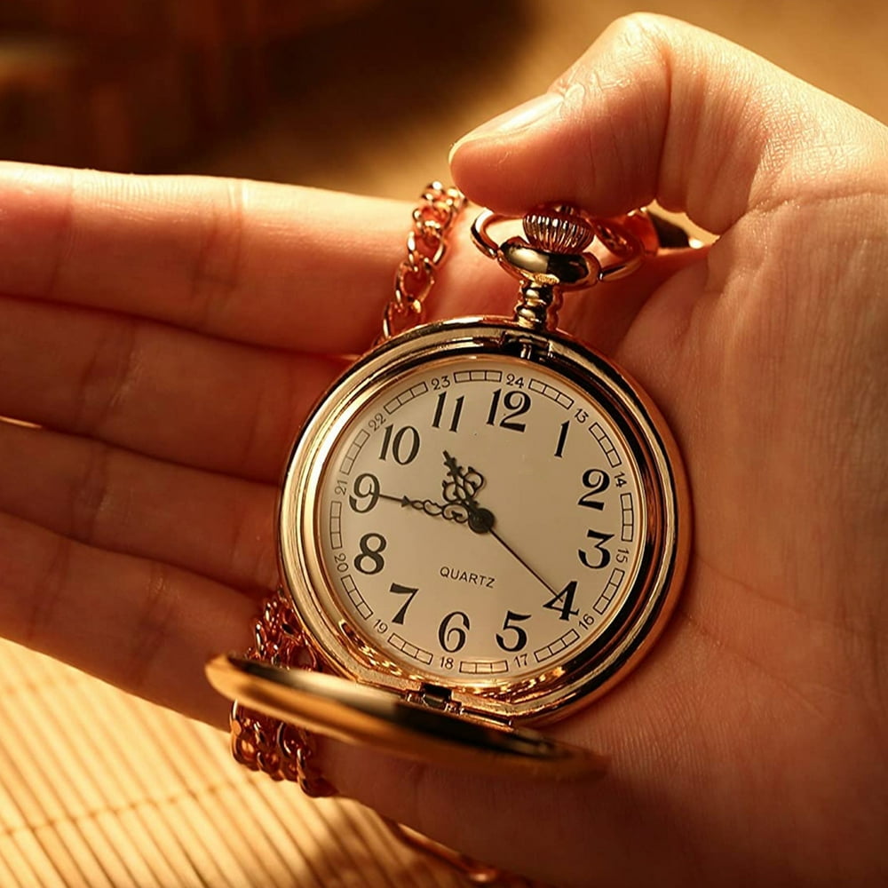 CNKOO Vintage Pocket Watch Quartz Pocket Watch with Chain Classic