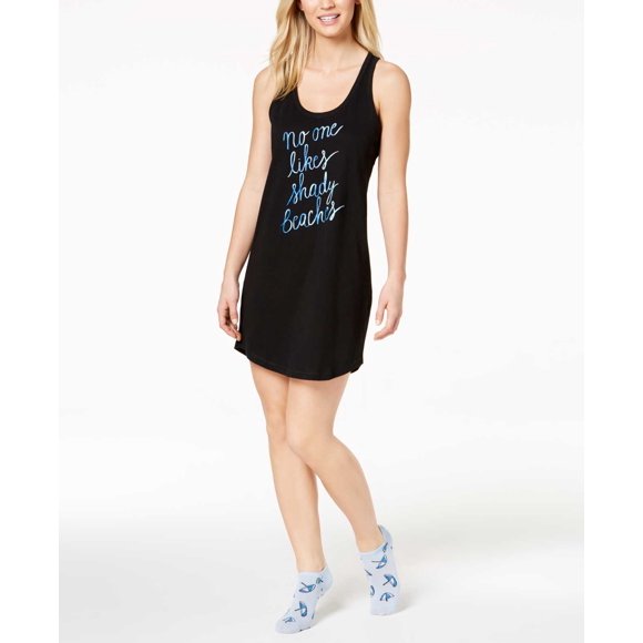 Jenni by Jennifer Moore Chemise de Nuit à Trou de Serrure avec Chaussettes (Petit, Noir)
