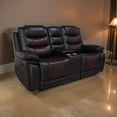 thumbnail image 2 of Benjara Asher 74" Loveseat with Dual Recliners- Console- Brown Faux Leather, 2 of 6