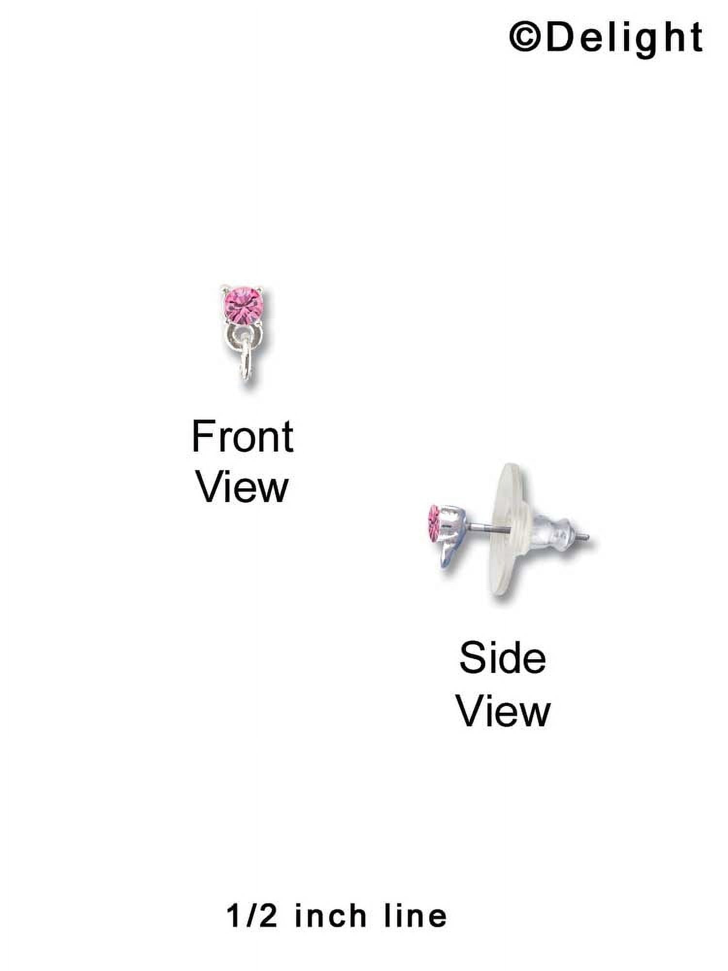 Silvertone 3-D Pink Ice Skate Hot Pink Crystal Post Earrings
