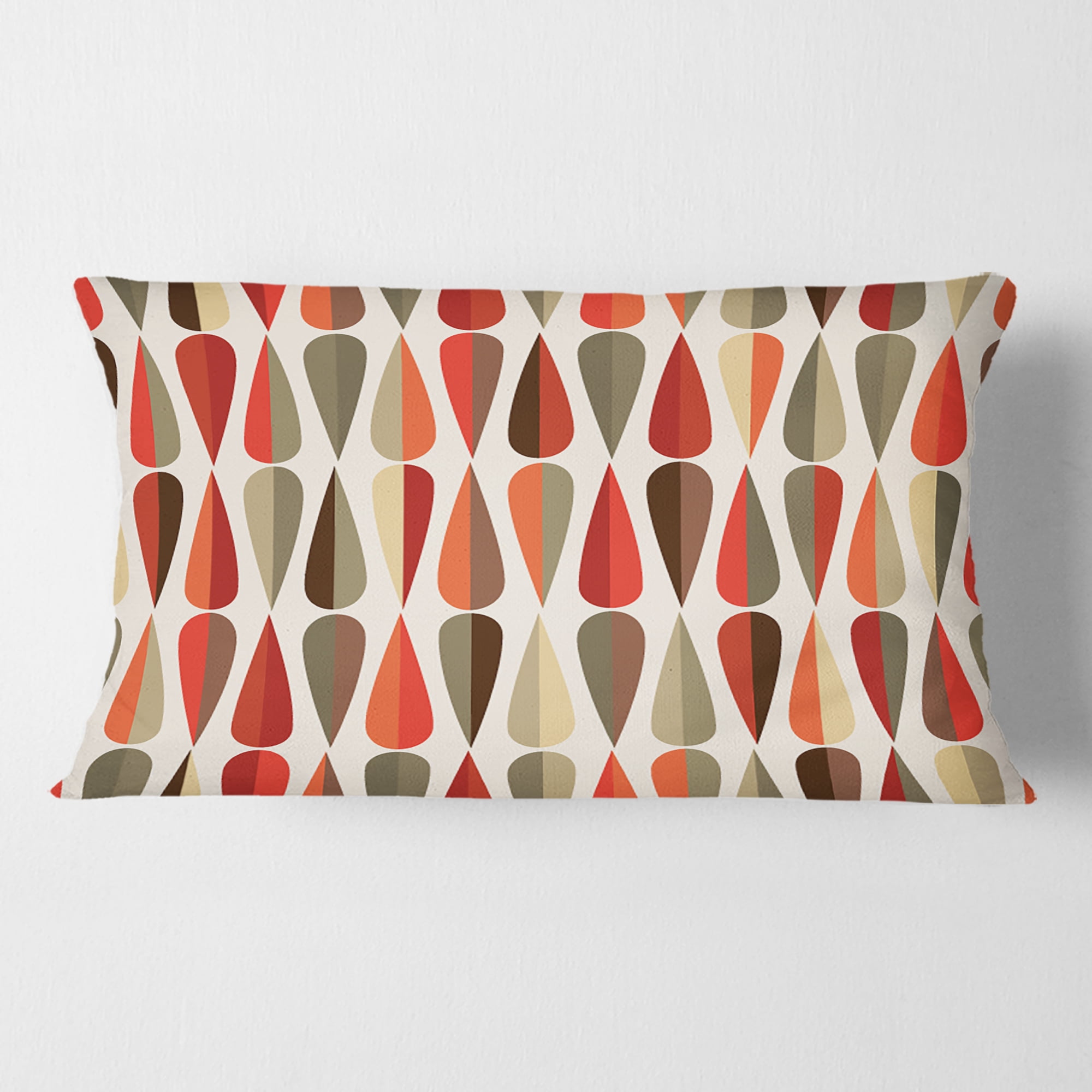 Designart Retro Abstract Drops IV' Mid-Century Modern Throw Pillow - 12x20