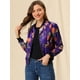 thumbnail image 3 of Dde San Patricio ChaqueDe Bombardero Floral LigeCon CremalleY Cuello Alto PaMujer Morado oscuro M, 3 of 6