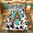 thumbnail image 5 of meiyoeat Cow Print Monogram A Bed Sheets For Boys,Western Leopard Initial Full Size Sheets,4pcs,1 Flat Sheet,1 Fitted Sheet and 2 Pillowcases, 5 of 6
