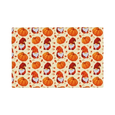 

Placemats Set of 4 Gnomes Pumpkin And Mushrooms Heat Resistant Non - Slip Place mats Waterproof table mat for Kitchen Dining-4片装