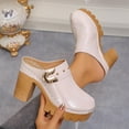 thumbnail image 2 of Chaussures d'Été pour Femmes, Mode Décontractée Printemps Été Couleur Unie Bout Fermé Talon Haut, Pantoufles pour Femmes, 2 of 9