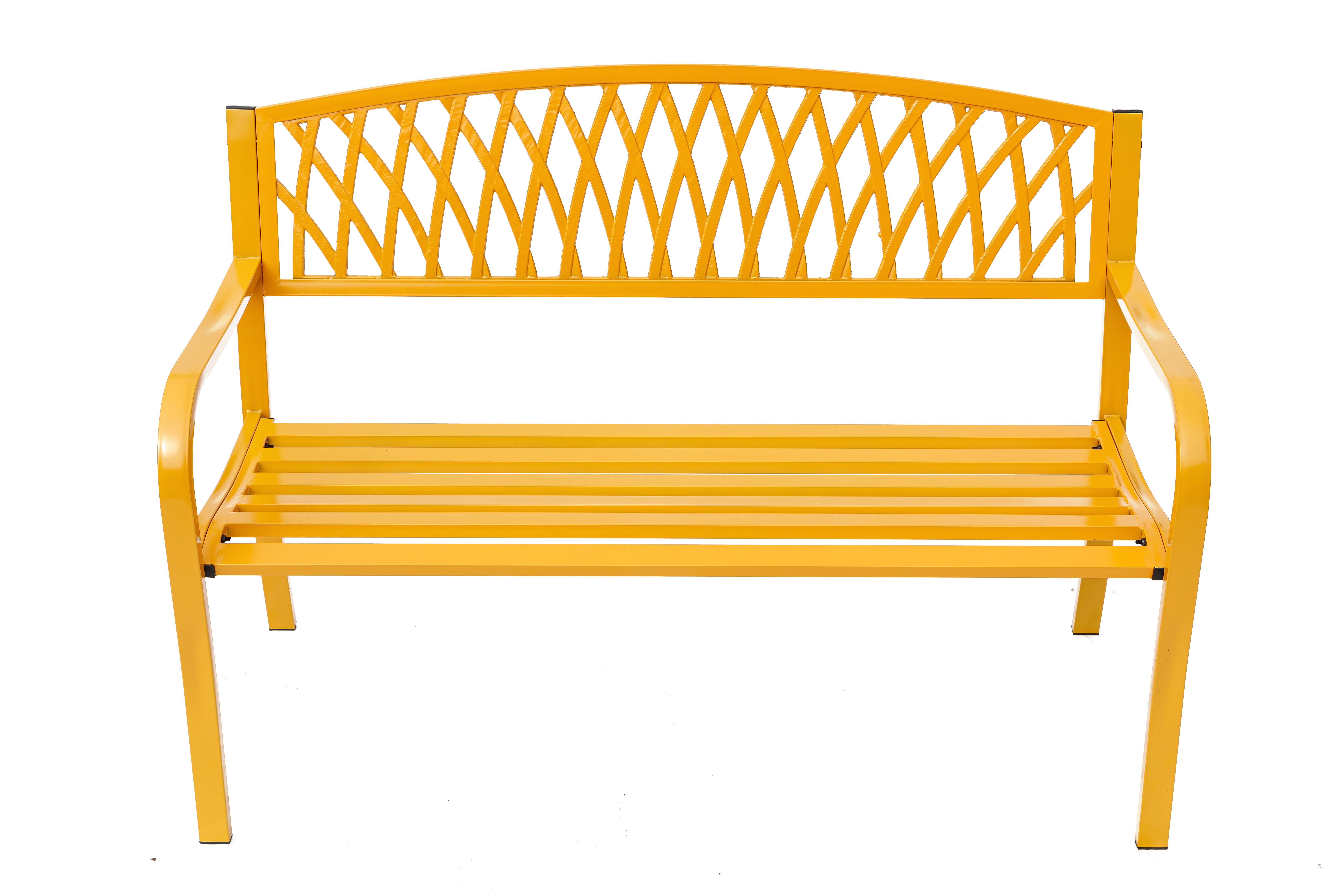 Hi-Line Gifts Cast Iron Outdoor Garden Bench - 50" - Yellow