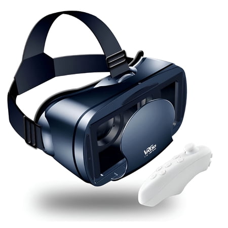 GJX 2026 New Vr Headset with Remote Controller, Hd 3D Vr Glasses Virtual Reality Headset for Vr Games & 3D Movies, Vr Headset for Iphone/Android Phone Compatible 5-7 Inch