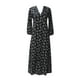 thumbnail image 4 of Vestido largo elegante con mangas 3/4 para mujer, estampado floral, cuello en V, informal, cintura alta, estilo bohemio, 4 of 6