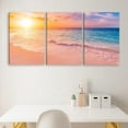 thumbnail image 2 of 3 Pcs Pink Beach Wall Art Decor, Sunset Seaside Canvas Painting Posters,Summer Sea Ocean Pictures for Living Room Bedroom Home Decoration, 2 of 6