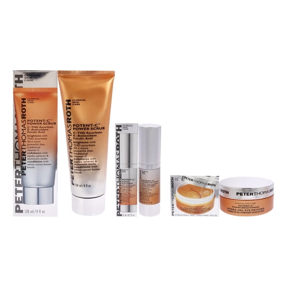 Peter Thomas Roth Potent-C Power 3 Pc Kit - 60 Pc Brightening Hydra-Gel Eye Patches, 0.5oz Eye Cream, 4oz Scrub