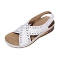 thumbnail image 4 of Xucatan Wedge Sandals for Women, Perforated Crisscross Strap Heels with Hook Loop Closure, Plus Size Casual Comfort Footwear, Breathable Design for Summer Beach Walking Gift, 4 of 9