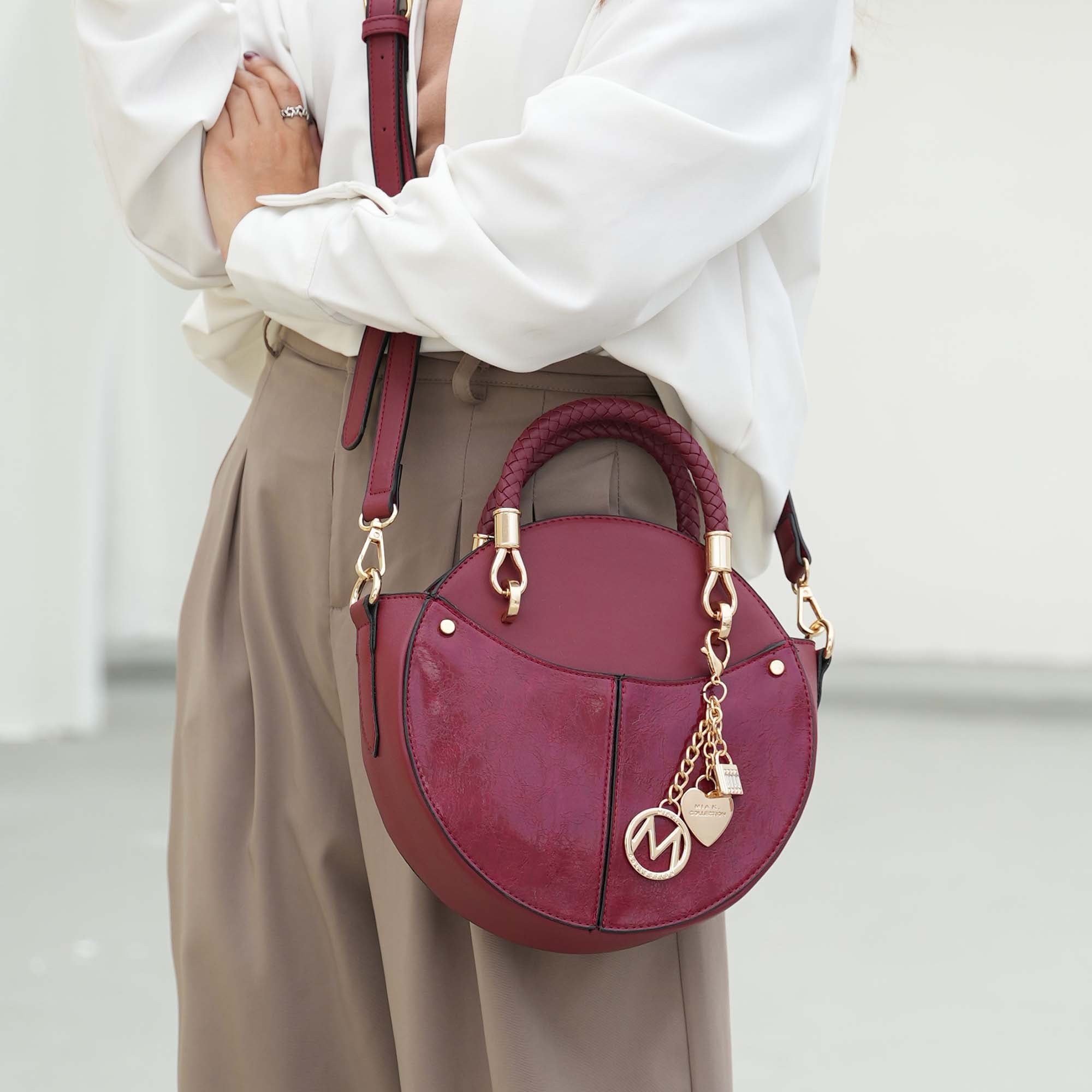 MKF Collection Nobella Women’s Crossbody Vegan Leather Functional and Trendy Handbag by Mia K. -Charcoal