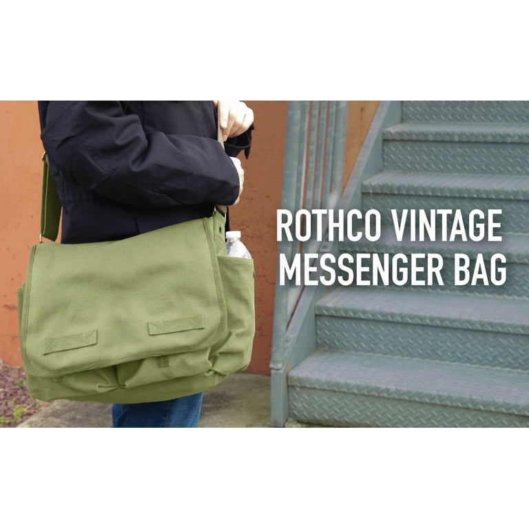 Rothco Vintage Black Canvas Messenger Bag