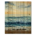 thumbnail image 3 of Designart 'Ocean Waves At Sunrise' Nautical & Coastal Print on Natural Pine Wood, 3 of 5