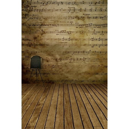 GreenDecor Polyster 5x7ft Vintage Grunge Photography Studio Backdrop Retro Music Note Photo Shoot Background Old Easel Wooden Floor Lovers Girl Kid Adult Artistic Portrait Digital Video (Best Camera To Shoot Music Videos)