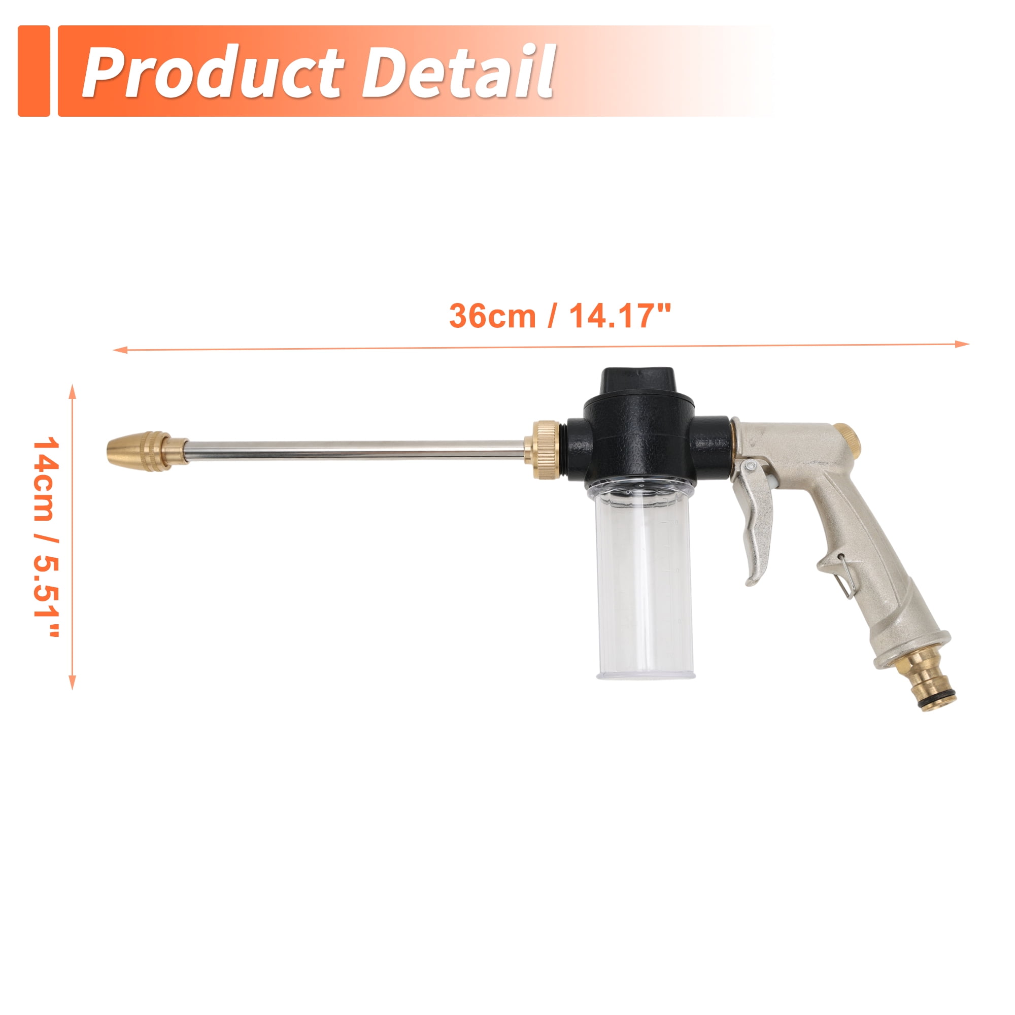 Unique Bargains Heavy Duty Water Hose Nozzle High Pressure Car Garden Hose Nozzle Adjustable Hand Sprayer for Gardening Vehicle Plastic Aluminum Alloy Silver Tone 1Pc