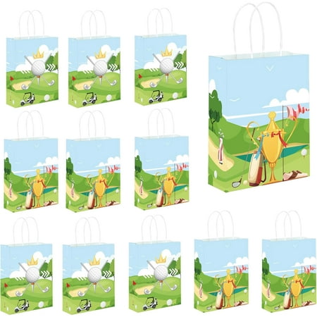20 Pcs Golf Party Favors Gift Bags with Handles 6.3 x 3.1 x 8.7 Inch Paper Treat Candy Snack Bags Treat Golf Theme Party Favor Decorations Supplies