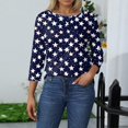 thumbnail image 4 of Womens Summer Tops, Casual 3/4 Length Sleeve 4Th Of July Collar Pullover Top Red White And Royal Blue T Shirt Tops For Women 2025 Boho Tops Country Concert Outfits Tops (L, Navy) ZMTing, 4 of 4