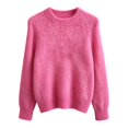 thumbnail image 4 of Yigetop Thin Sweaters for Women Lightweight Knitted Sweaters Long Sleeve Casual Soft Basic Tops Blouse for Daily Wear Hot Pink L, 4 of 5