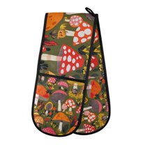 Yayeee Double Oven Mitt Kitchen Heat Resistant Baking 35" x7" Quilted Glove, Vibrant Mushroom