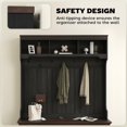 thumbnail image 2 of Resenkos 3-In-1 Hall Tree - Shoe Storage, Coat Rack & Bench, Entryway Furniture with Hooks, Black Wood Grain, 2 of 8
