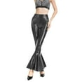 thumbnail image 3 of NECHOLOGY Women Shiny Metallic Flare Leggings For Women High Waisted Bell Bottom Pants Stretch 70s Disco Yoga Scaled Leggings Pants Black Large, 3 of 5