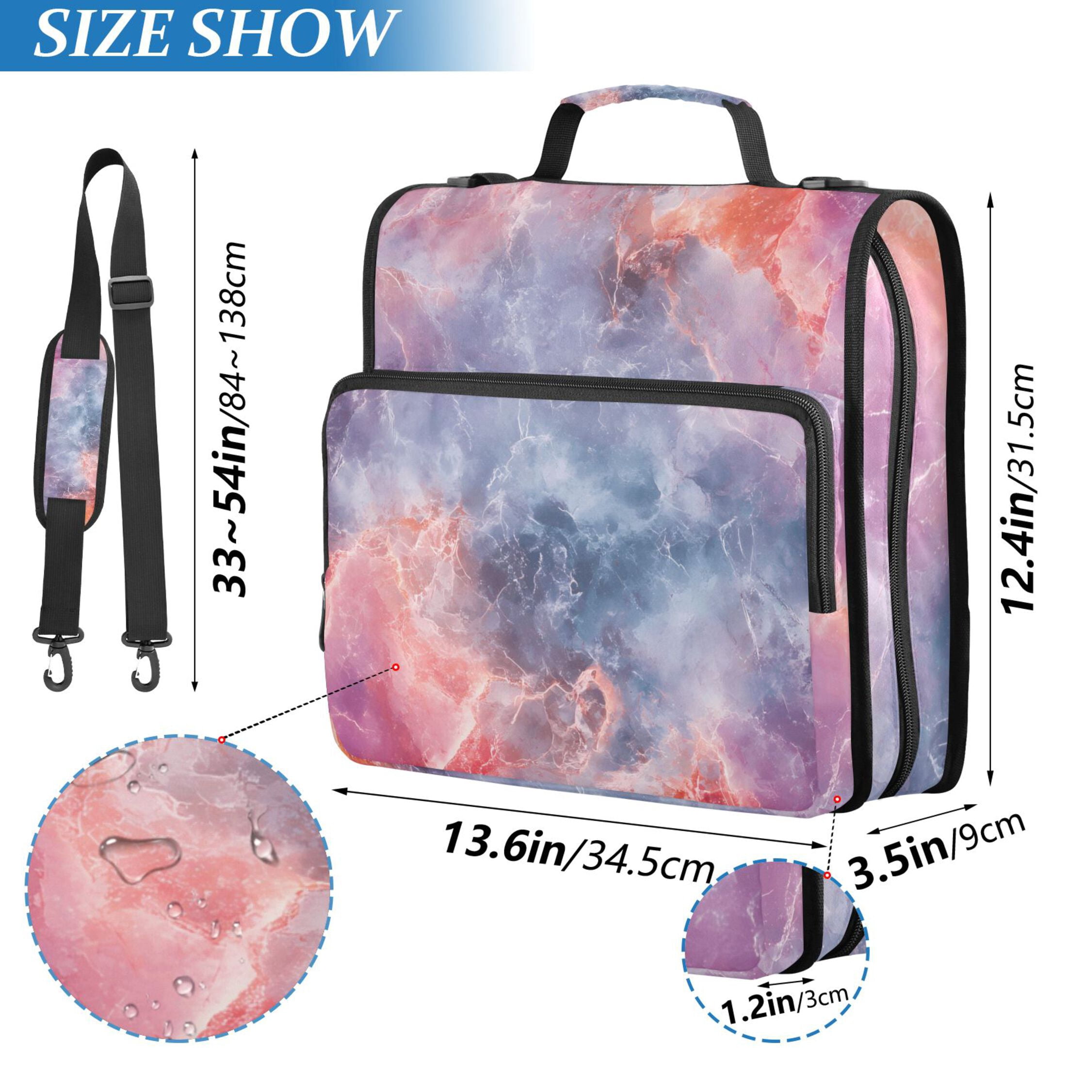 3 Ring Zipper Binder with Shoulder Strap Waterproof Trapper Keeper 2 Inch D-Ring 500 Sheets Capacity Colorful Nebulae Marble
